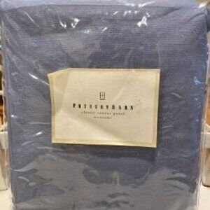 Pottery Barn VINTAGE Blue 50W x 84L Cotton Canvas Curtains. Set of 3